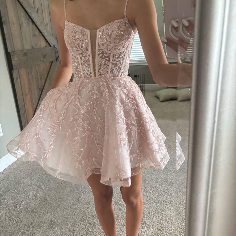 SHERRI HILL 78755 never worn with tags light pink A-line HOCO dress (POCKETS!)